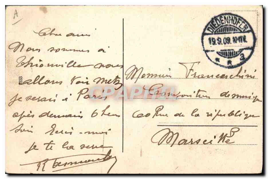 CPA Folklore Alsace Femme Enfant — Verso