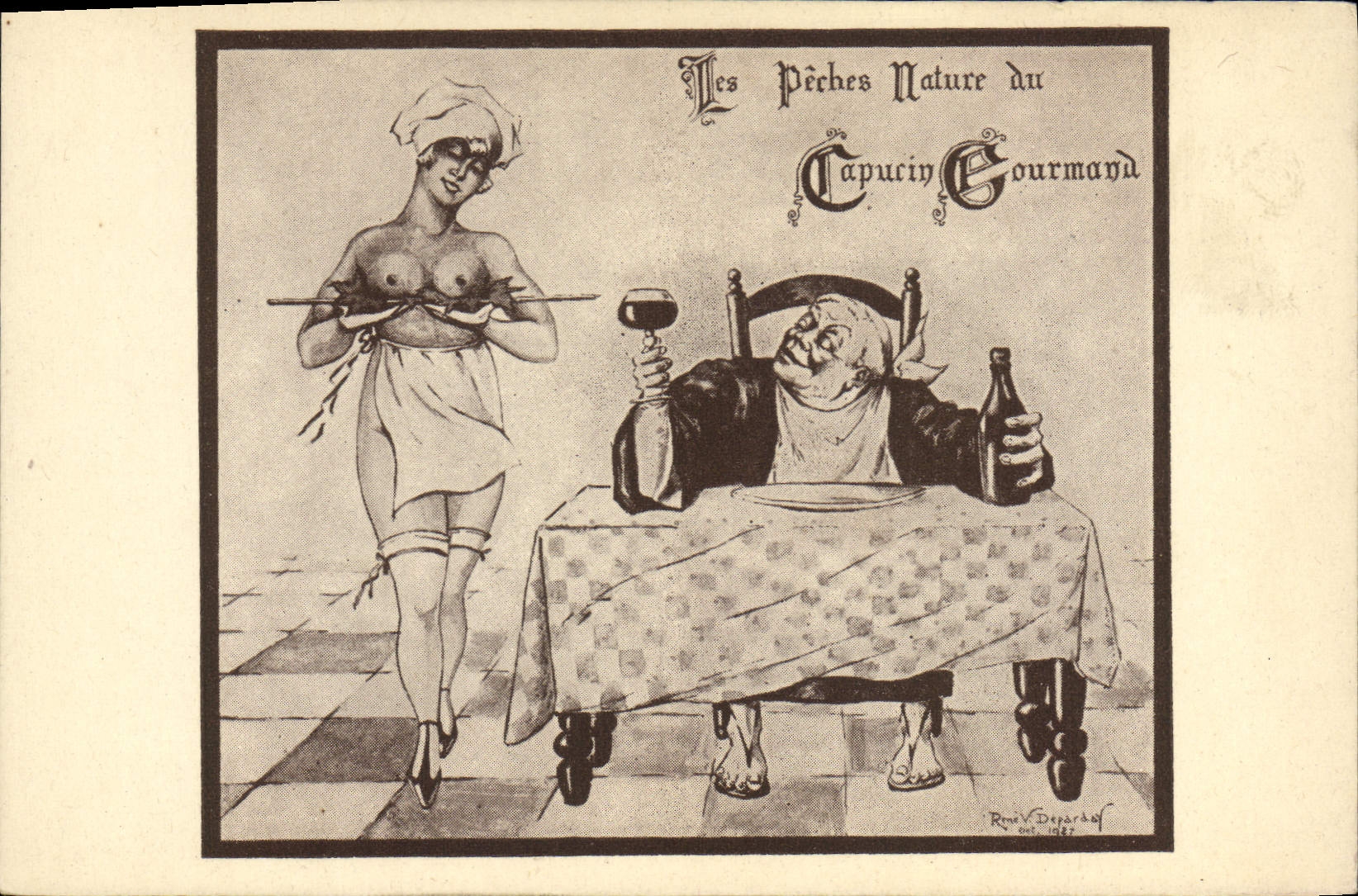 CPA Fantaisie Illustrateur Nancy rue Gambetta Les peches natures du Capucin Gourmand 