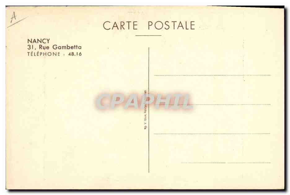 CPA Fantaisie Illustrateur Nancy rue Gambetta Les peches natures du Capucin Gourmand  — Verso