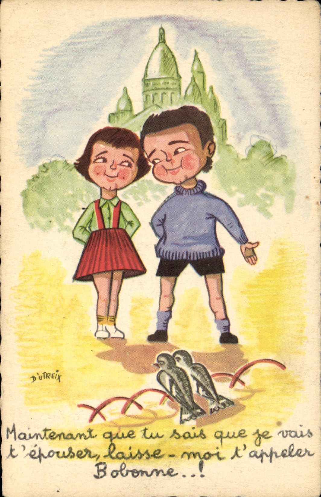 Couples amoureux — Paris, Sacré-Cœur en arrière-plan — D'UTREIX