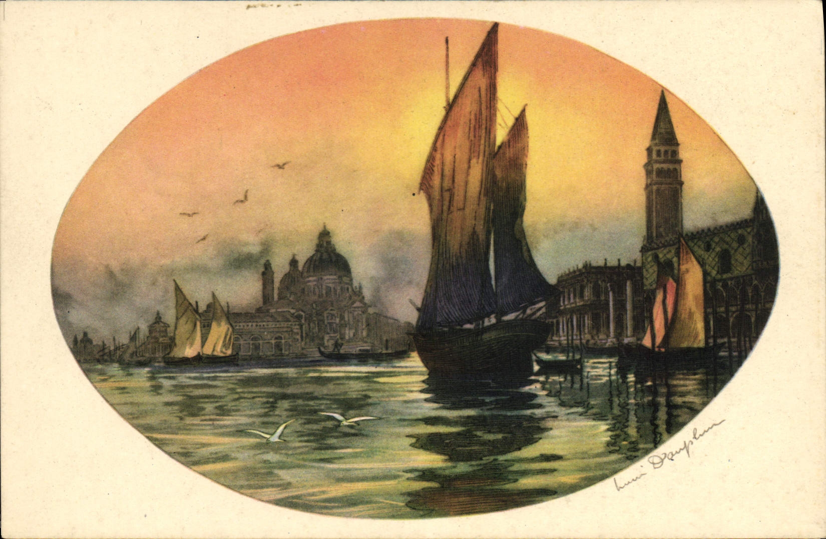 CPA Fantaisie Illustrateur Bateau Venise