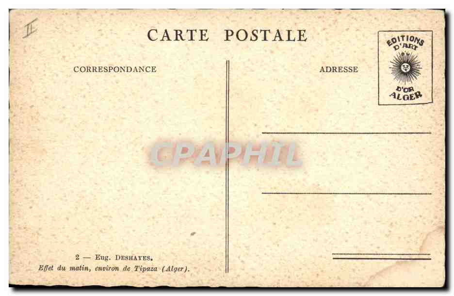 CPA Fantaisie Illustrateur Eugene Deshayes Effet du matin environ de Tipaza Alger — Rückseite