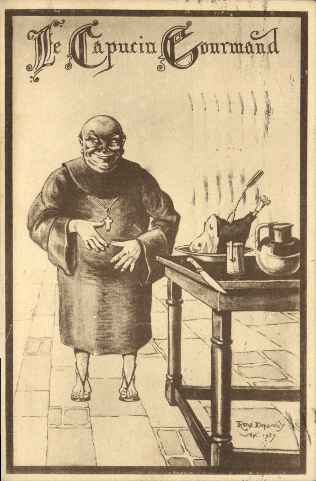 El Capuchino Gourmet — dibujo de René Deparday, septiembre 1927