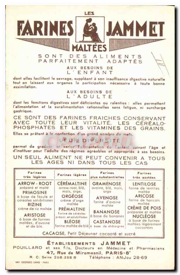 CPA Fantaisie Illustrateur L'Auvergne Farines Jammet — Rückseite