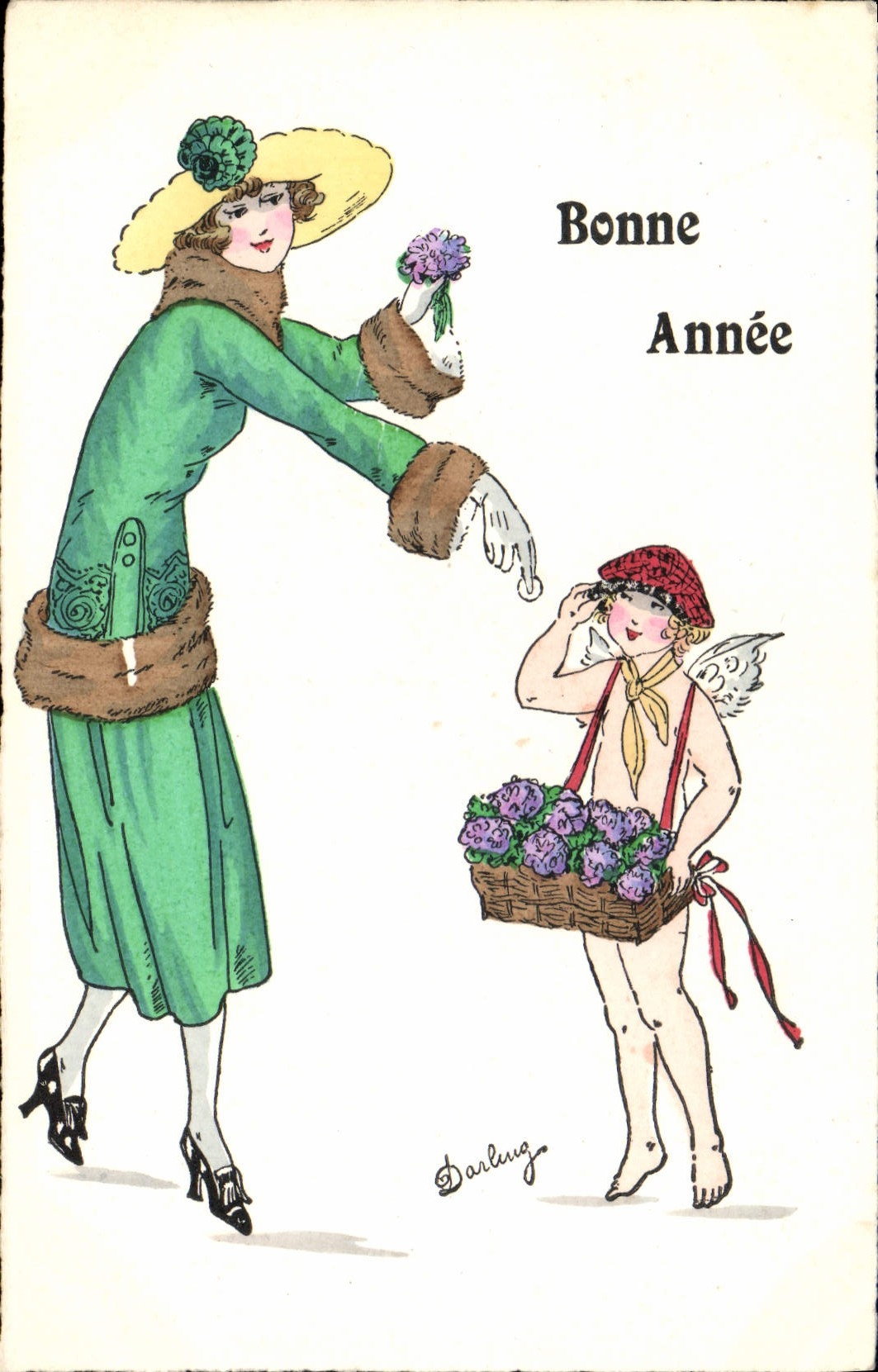 CPA Fantaisie Illustrateur Femme Ange 