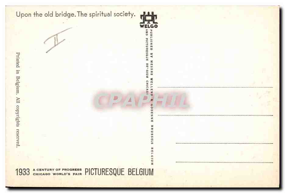 CPA Fantaisie Illustrateur Upon the old bridge The spiritual society Chicago — Rückseite