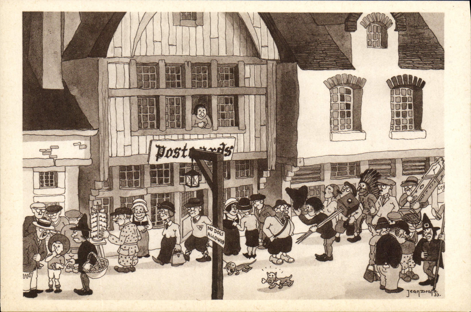 CPA Fantaisie Illustrateur Ye old print shop Chicago
