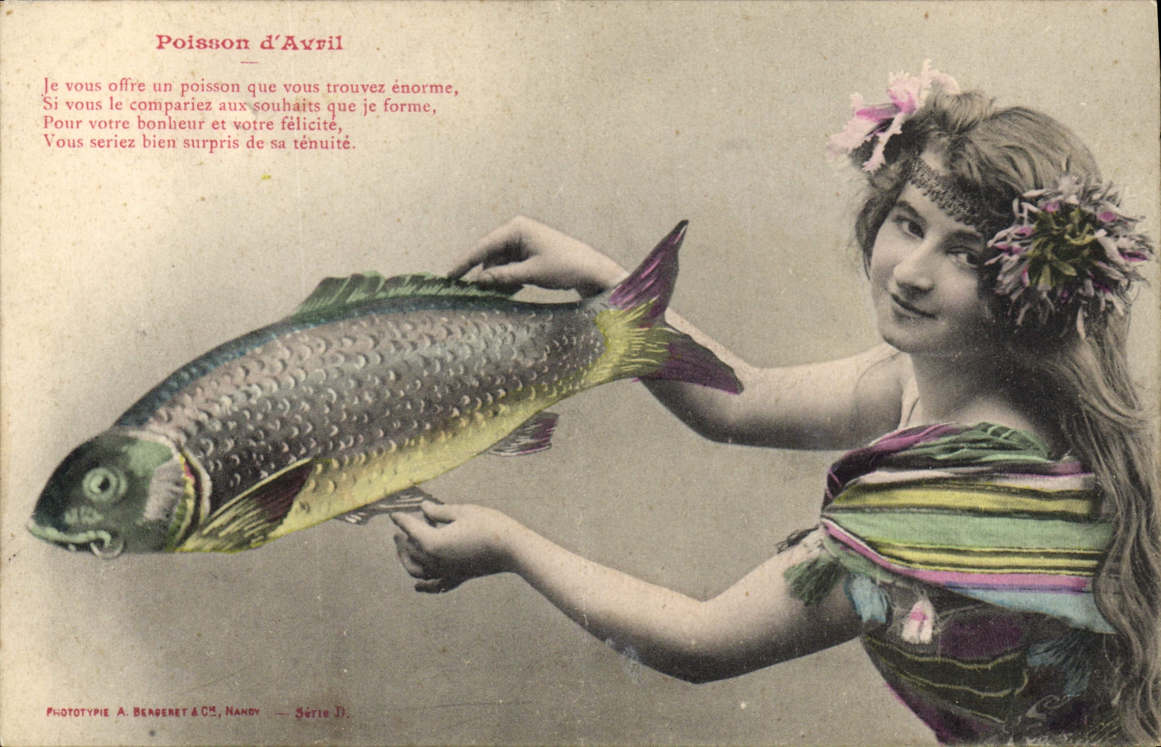 CPA Fantaisie Femme Poisson d'Avril 
