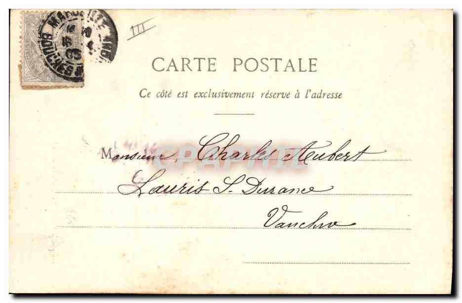 Le Petit Cyrano — scène de théâtre — Phototypie A. Burporet et Cie, Nancy, n°8 — Rückseite