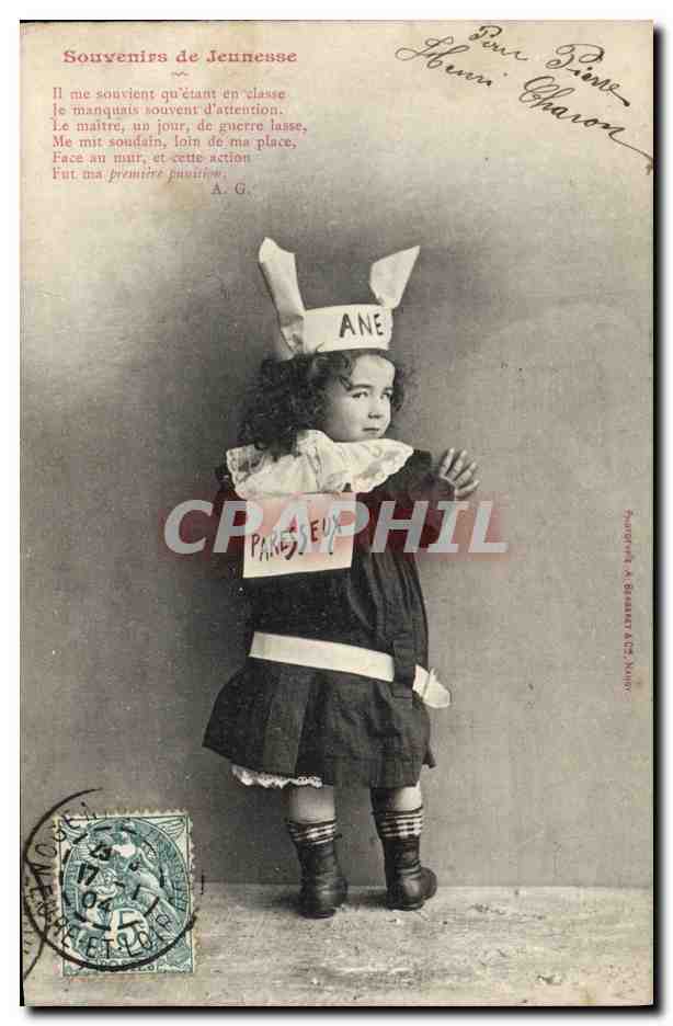 CPA Fantaisie Enfant Souvenirs de jeunesse Paresseux