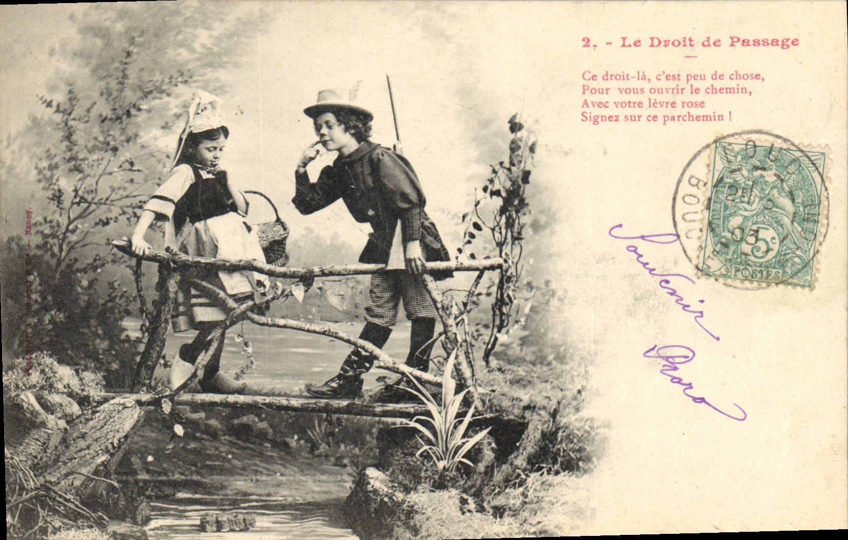 CPA Fantaisie Enfants Le droit de passage Chasseur Chasse 