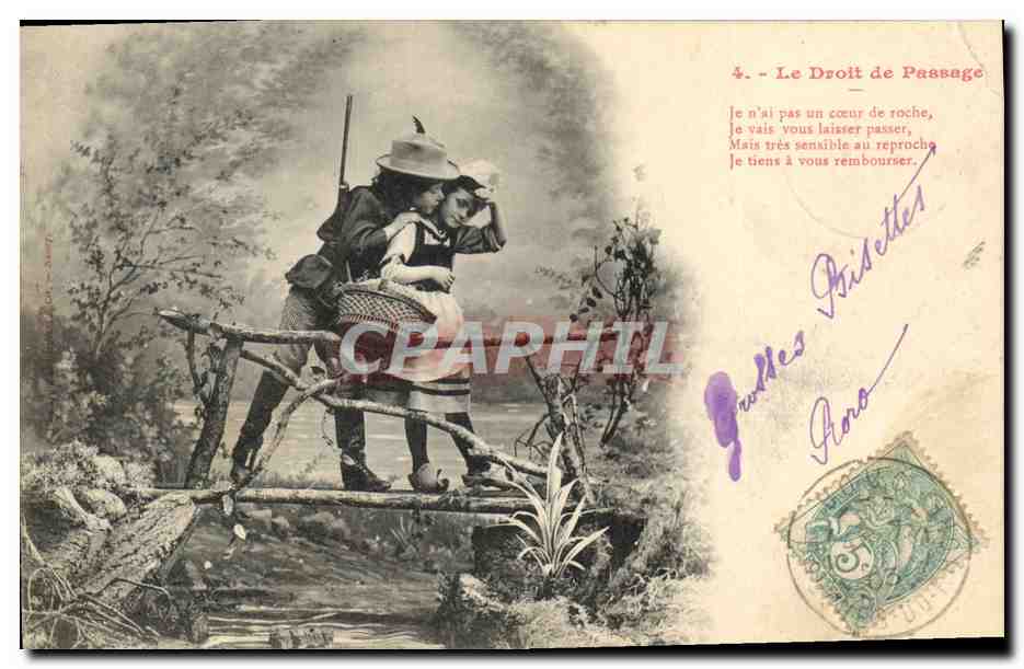 CPA Fantaisie Enfants Le droit de passage Chasseur Chasse 