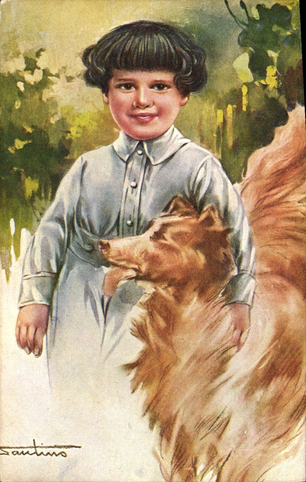 Enfant avec chien — illustration — Santino