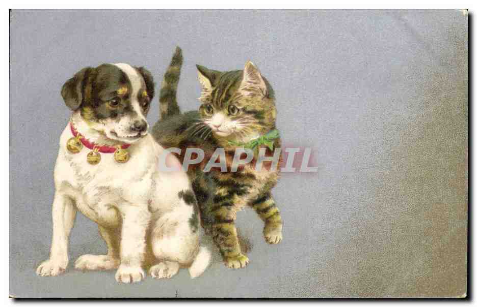 Chien et chat — illustration — éditeur inconnu
