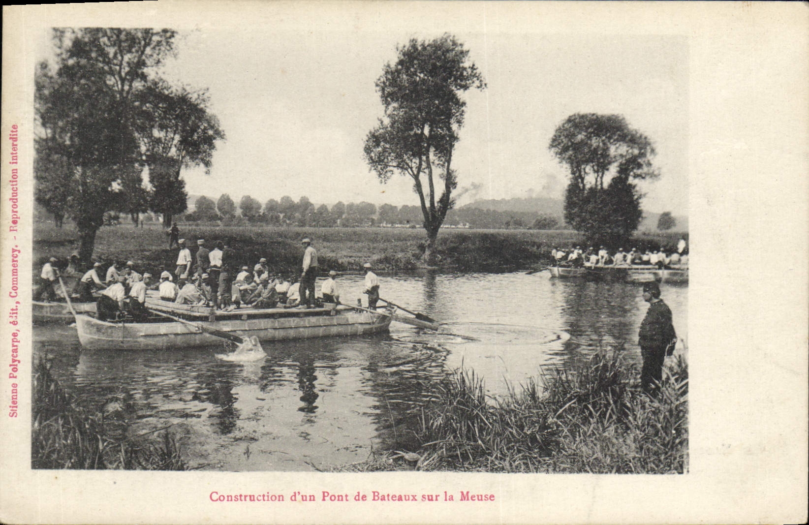 Costruzione di un Ponte di Barche sulla Mosa — Sienno Polycarpe, edit. Commercy