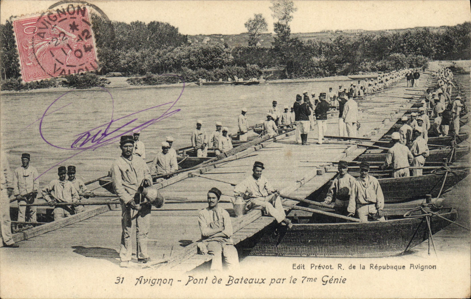 Avignon - Pont de Bateaux par le 7me Génie — Edit Prévot, R. de la République, Avignon