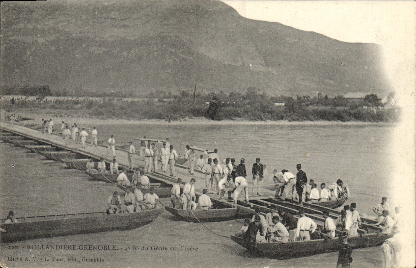 4e Régiment du Génie sur l'Isère — Rollandière, Grenoble — éditeur L. Pons