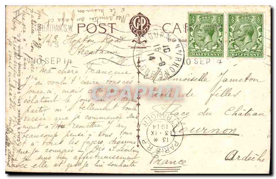 CPA Bateau HMS Iron Duke — Verso