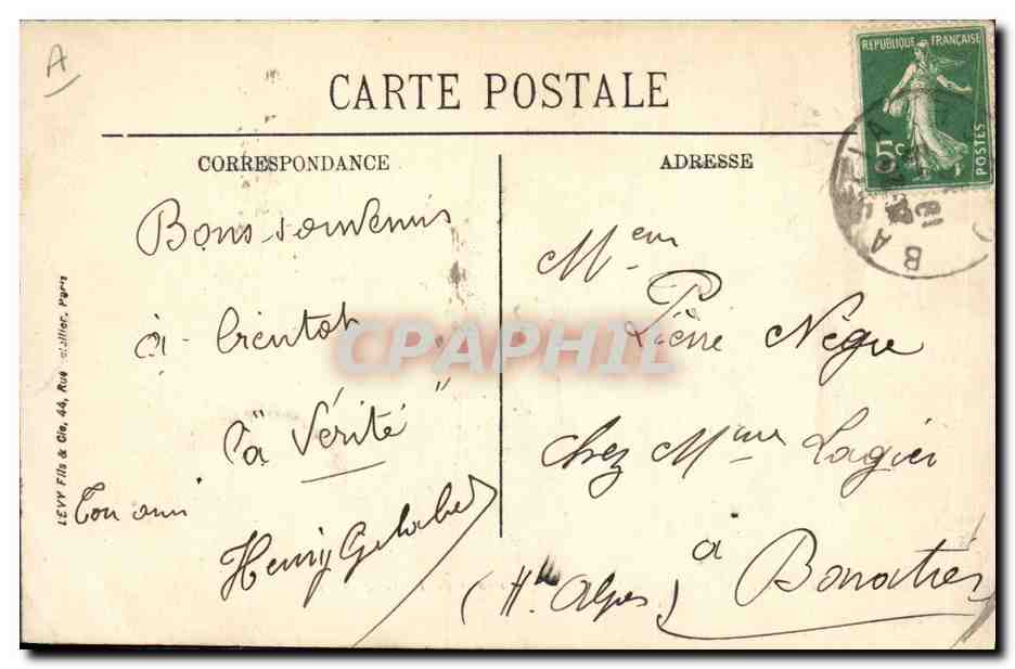CPA Bateau Justice de 1er rang  — Verso