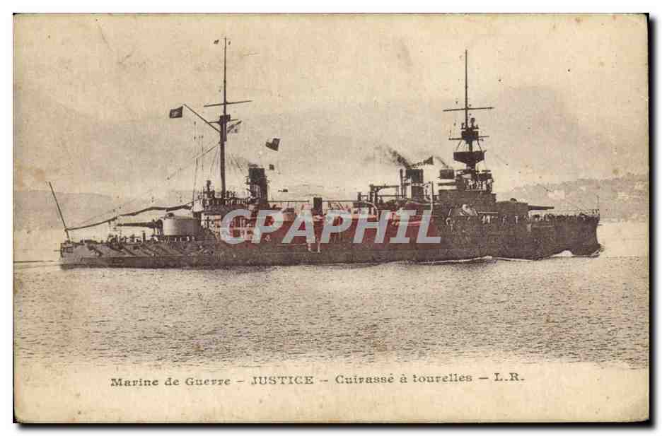 Marine de Guerre - JUSTICE - Guirassé à tourelles - L.R.