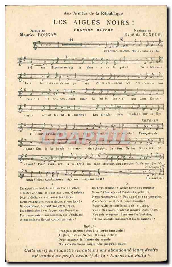 Les Aigles Noirs ! — Chanson de guerre — Journées du Poilu, éditeur