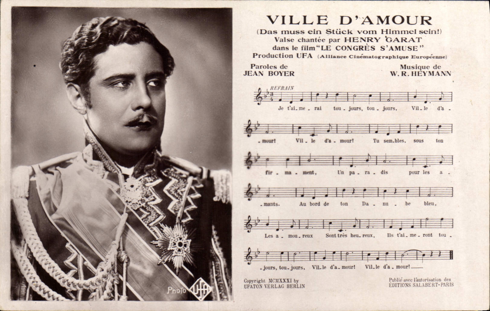 Henry Garat — Ville d'Amour — Production UFA
