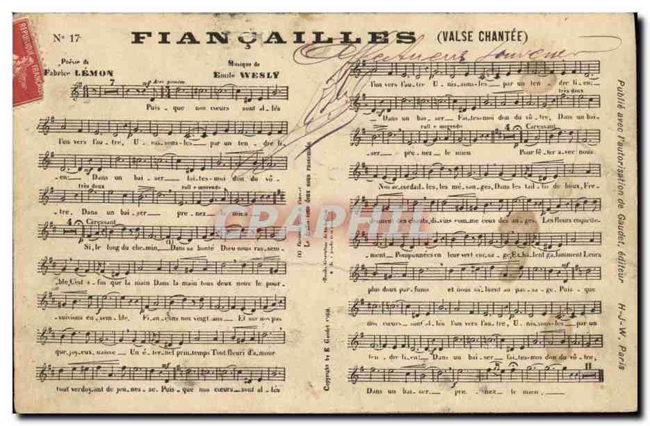 CPA Fiancailles Valse Chantee lemon Wesly