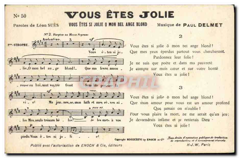 Vous êtes si jolie ô mon bel ange blond — No 50 — Enoch & Cie