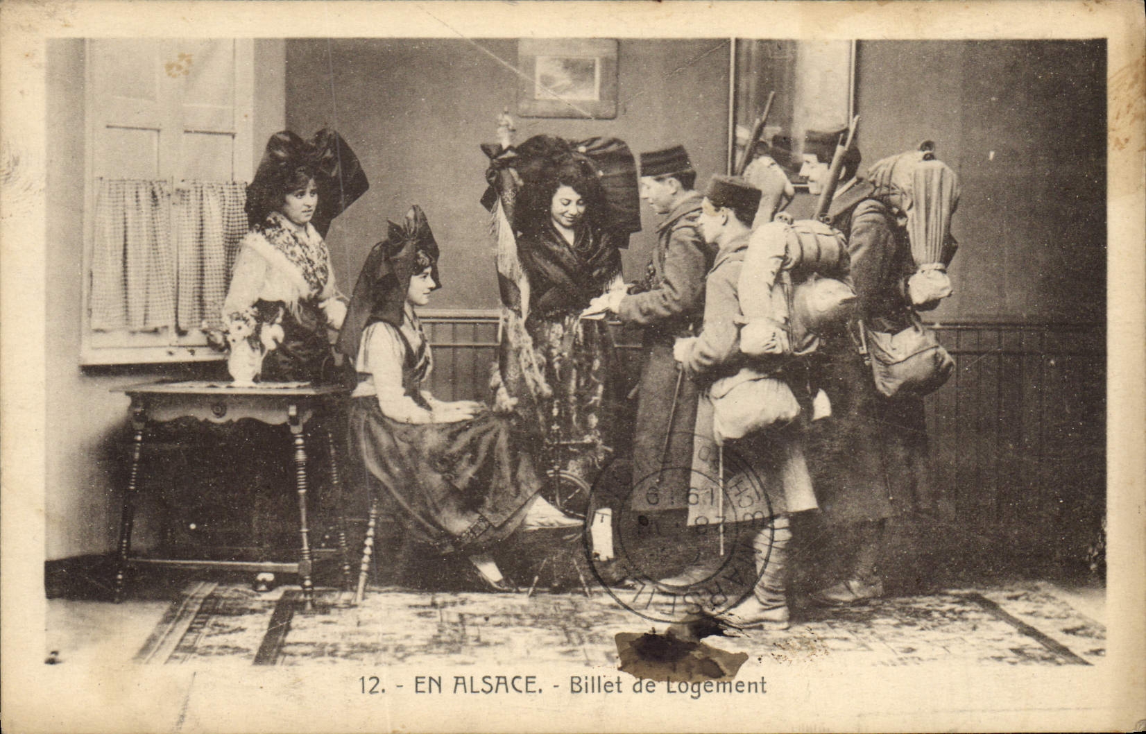 CPA Folklore Alsace Billet de logement