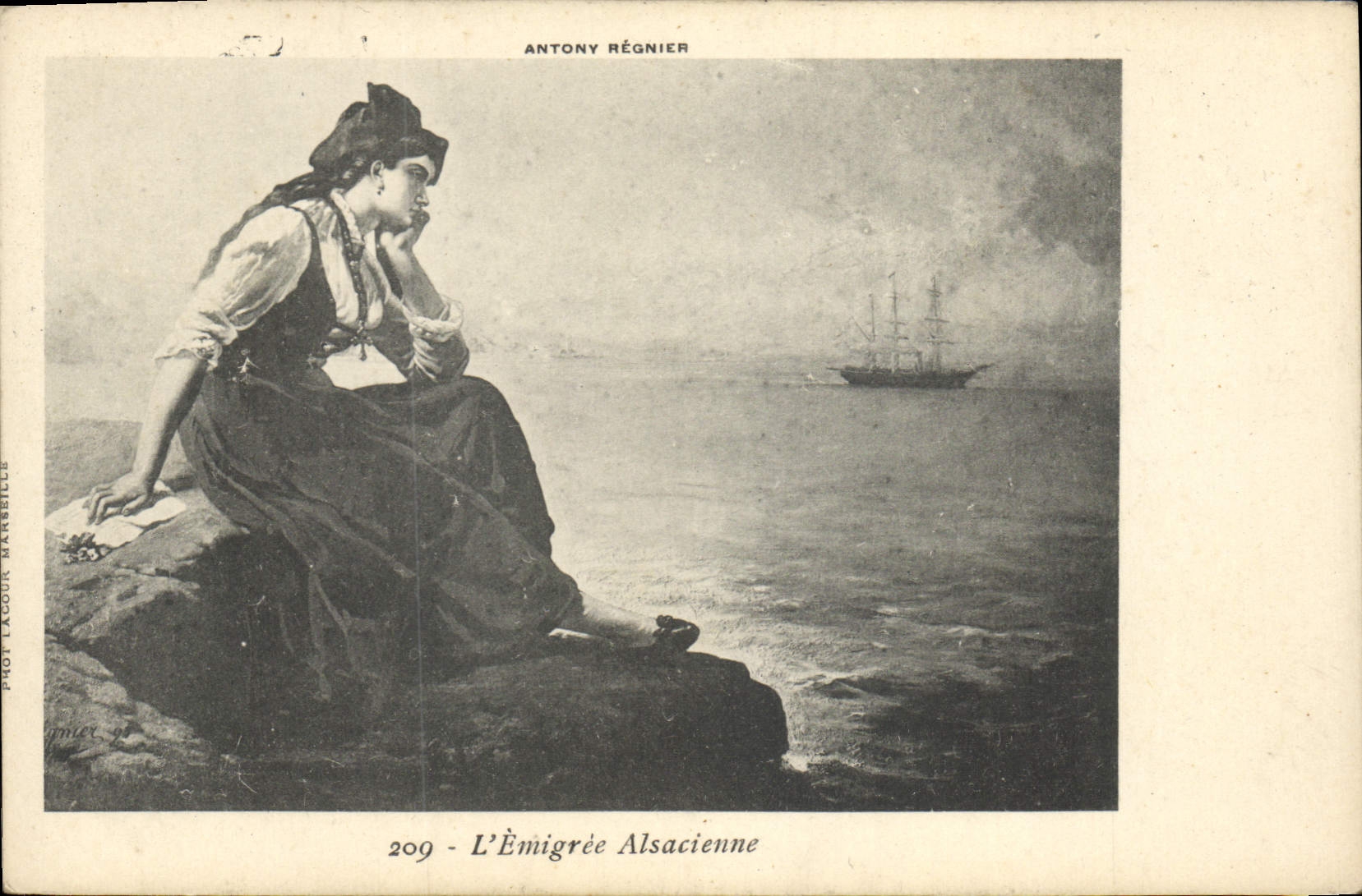 CPA Folklore Alsace Antony Regnier L'emigree Alsacienne