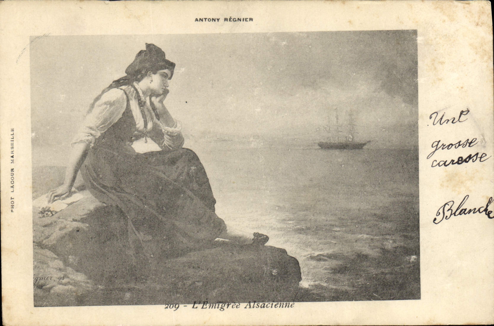 CPA Folklore Alsace Antony Regnier L'emigree Alsacienne