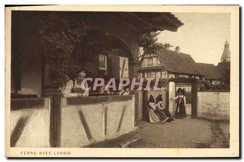 CPA Folklore Alsace Ferme avec Loggia