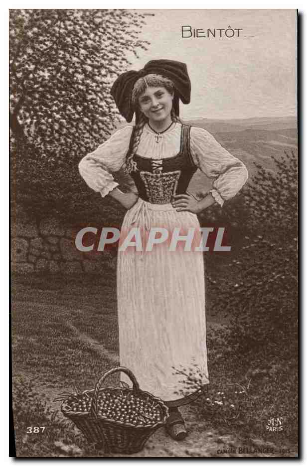 CPA Folklore Alsace Femme Bientot