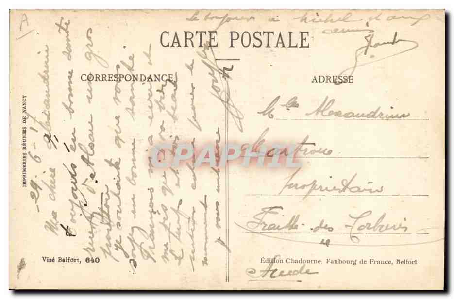 CPA Folklore Alsace Type d'Alsacienne  — Verso