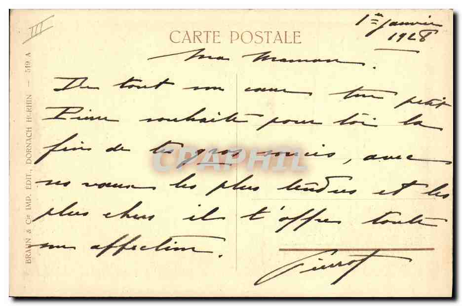 CPA Folklore Alsace Interieur alsacien — Verso