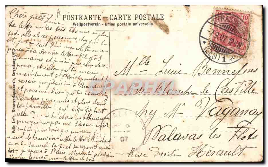 CPA Folklore Alsace Lorraine Alsacienne  — Verso