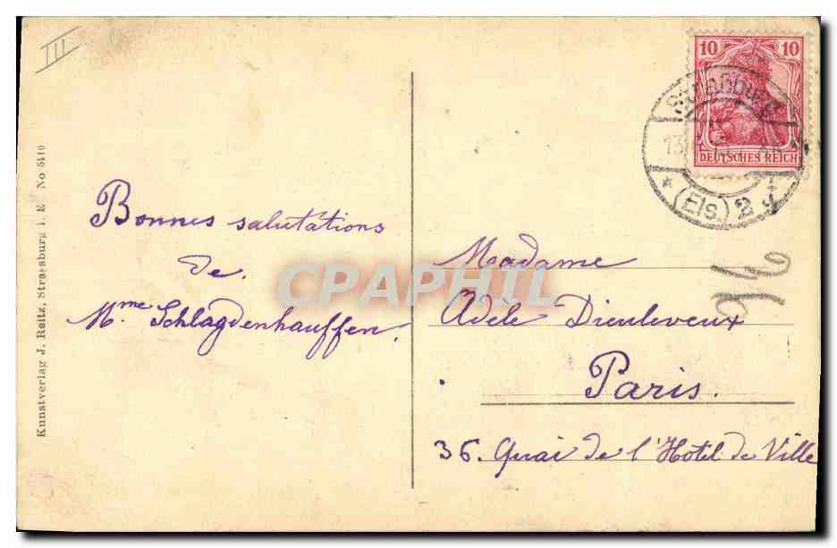 CPA Folklore Alsace Alsacienne  — Verso