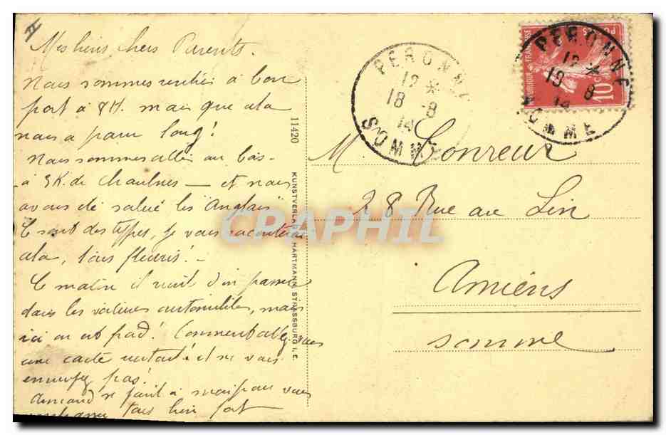 CPA Folklore Alsace Strasbourg Enfants Cigognes — Rückseite