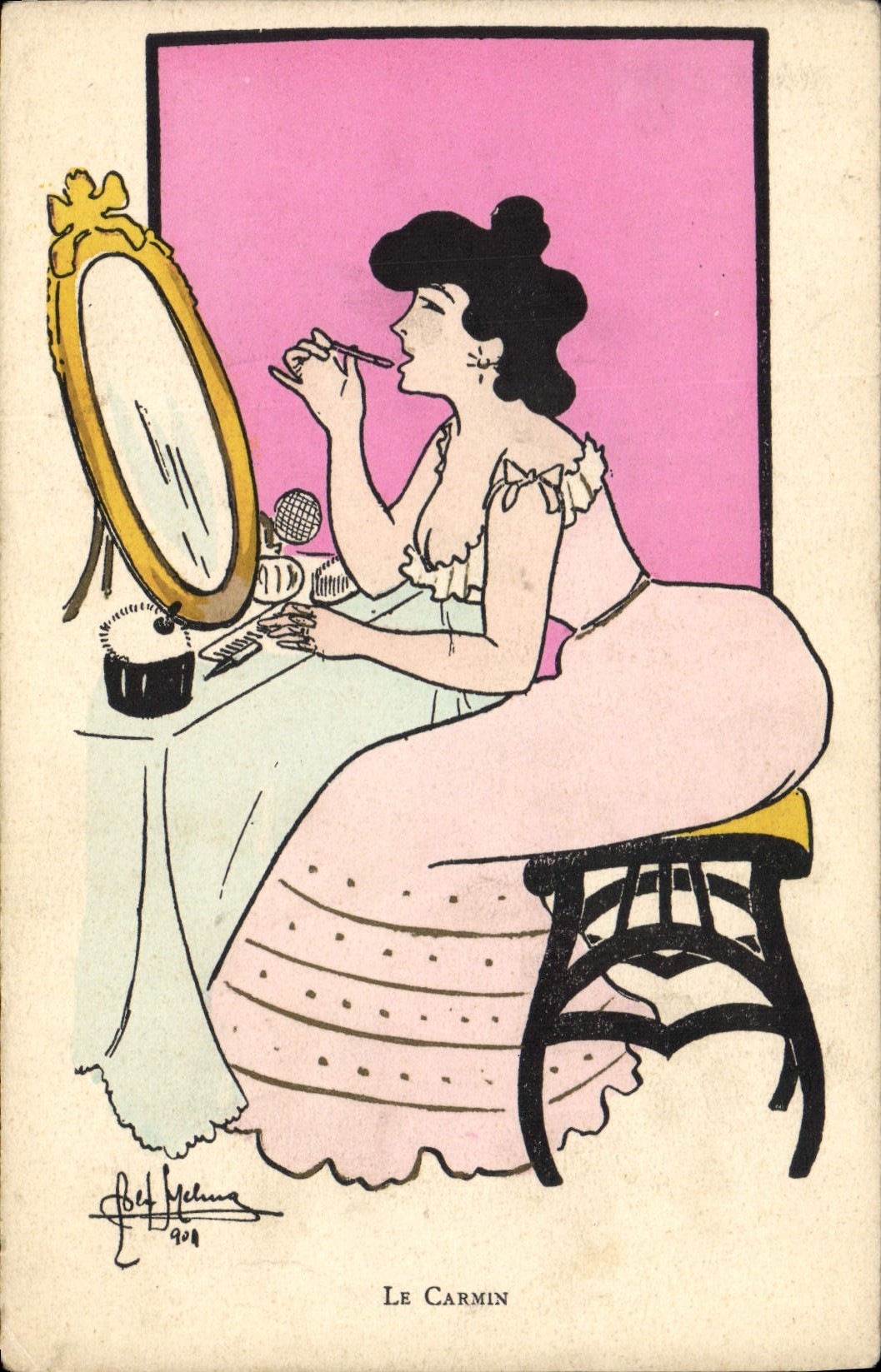 CPA Fantaisie Illustrateur Femme Le carmin 