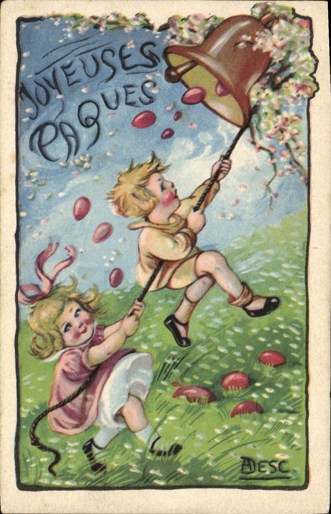 CPA Fantaisie Illustrateur Enfants Paques
