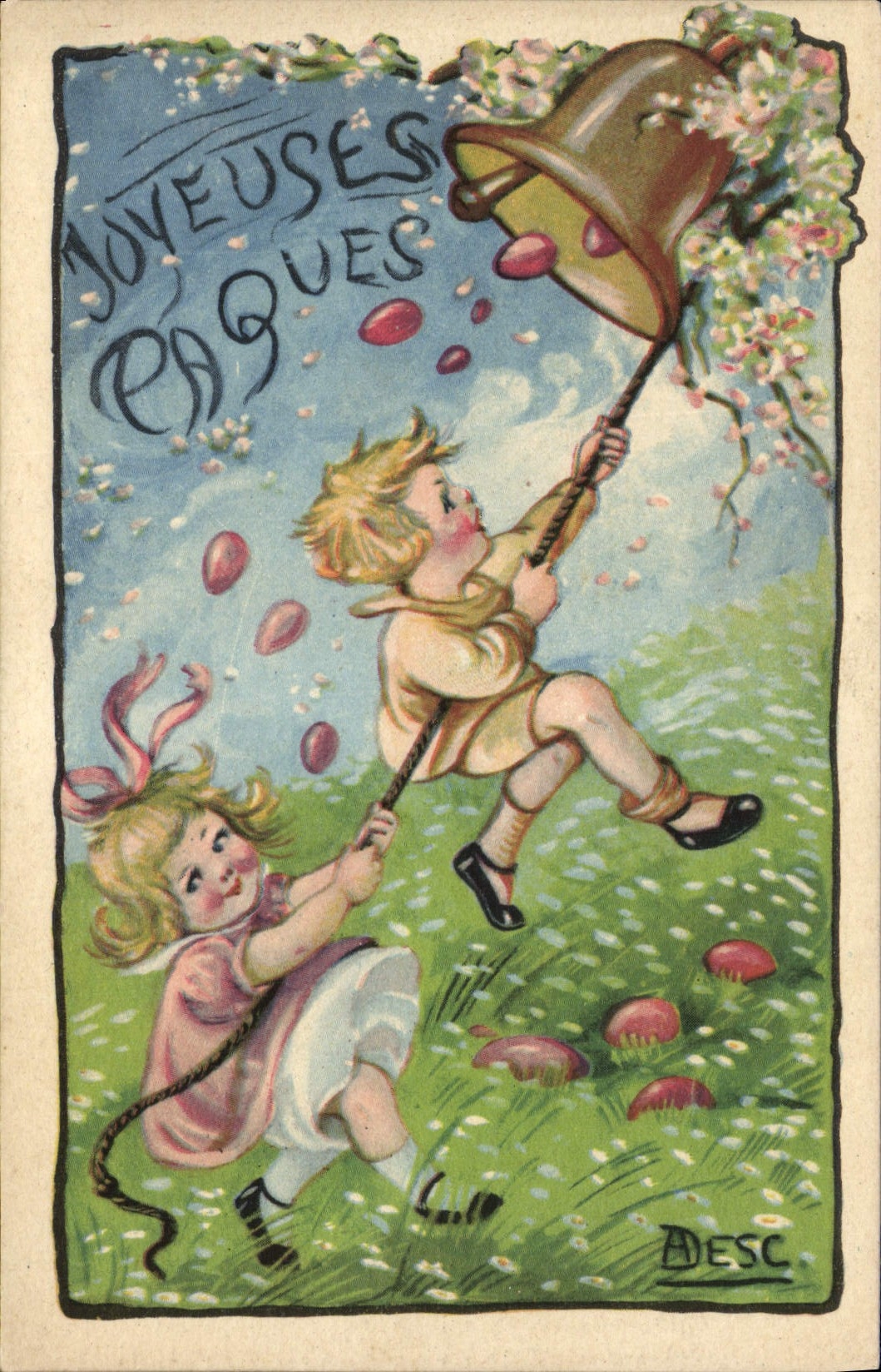 CPA Fantaisie Illustrateur Enfants Paques
