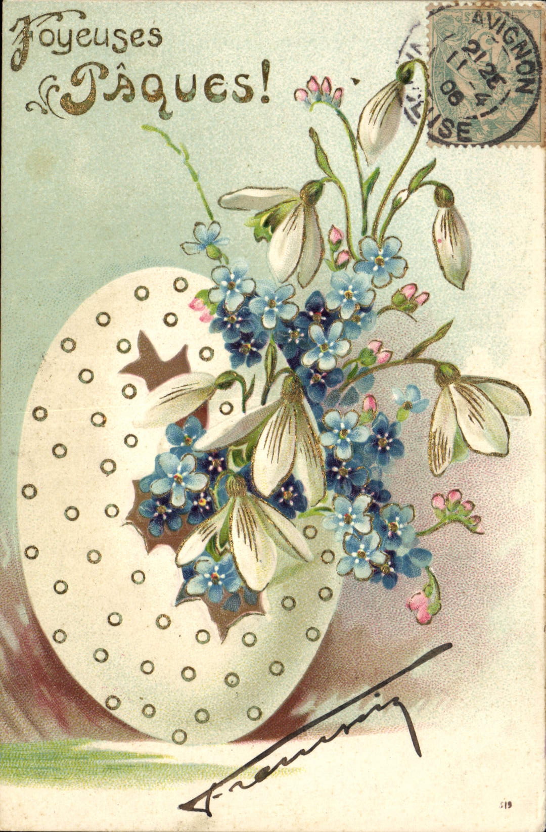 CPA Fantaisie Fleurs Paques