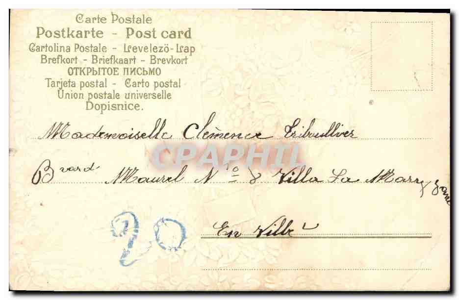 CPA Fantaisie Fleurs Colombe — Verso