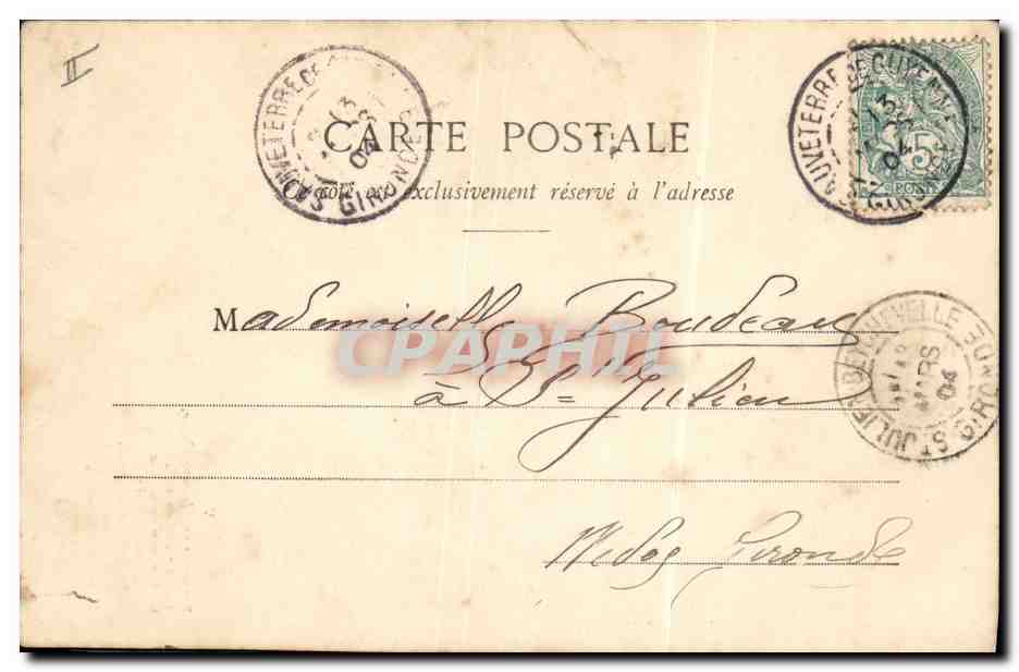 Scène de café — Il pleut Bergère — éditeur A. Béziers & Cie, n° V — Rückseite