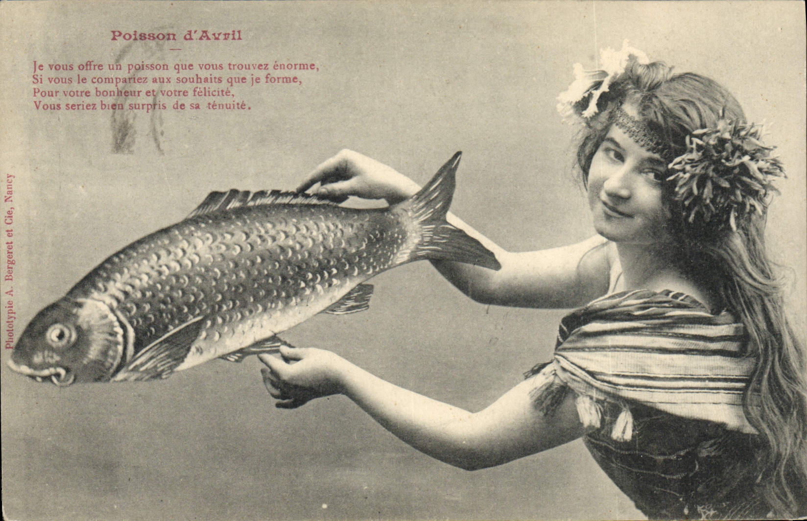 CPA Fantaisie Femme Poisson d'Avril 