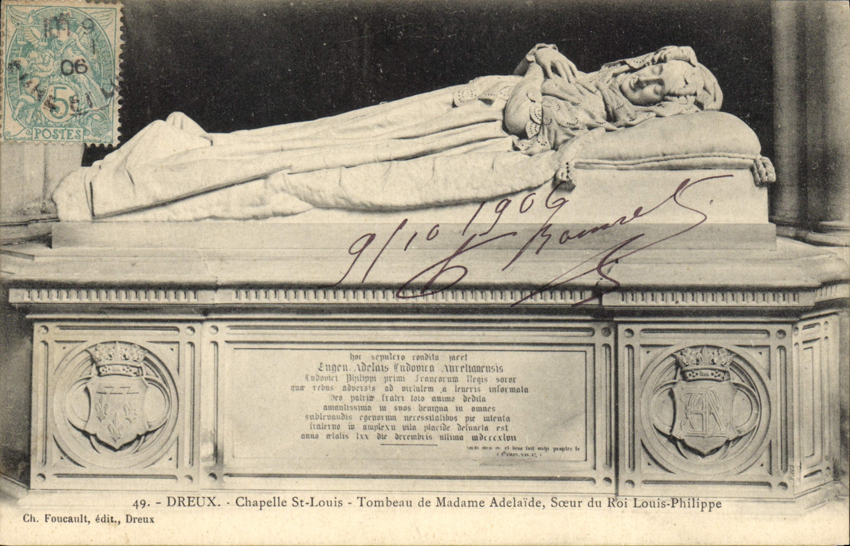 Dreux - Chapelle St-Louis - Tombeau de Madame Adélaïde, Sœur du Roi Louis-Philippe — Ch. Foucault, édit., Dreux