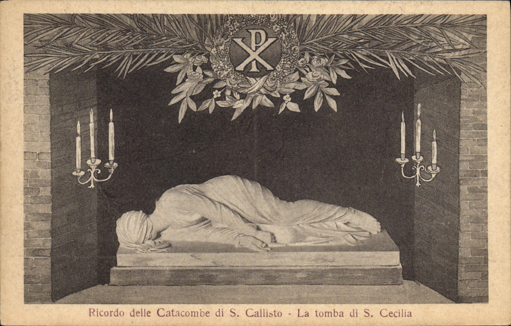 CPA Ricordo della catacombe di S Callisto la tomba di S Cecilia