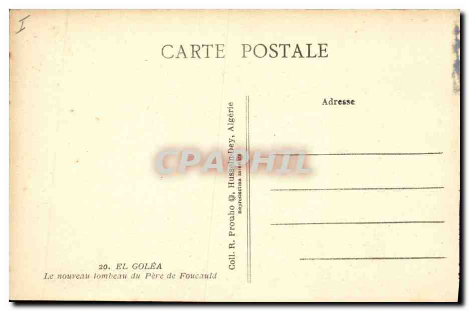 CPA El Golea Le nouveau tombeau du pere de Foucauld — Rückseite