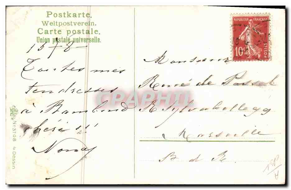 CPA Chien Chiens Chiot Pipe Chasse — Verso
