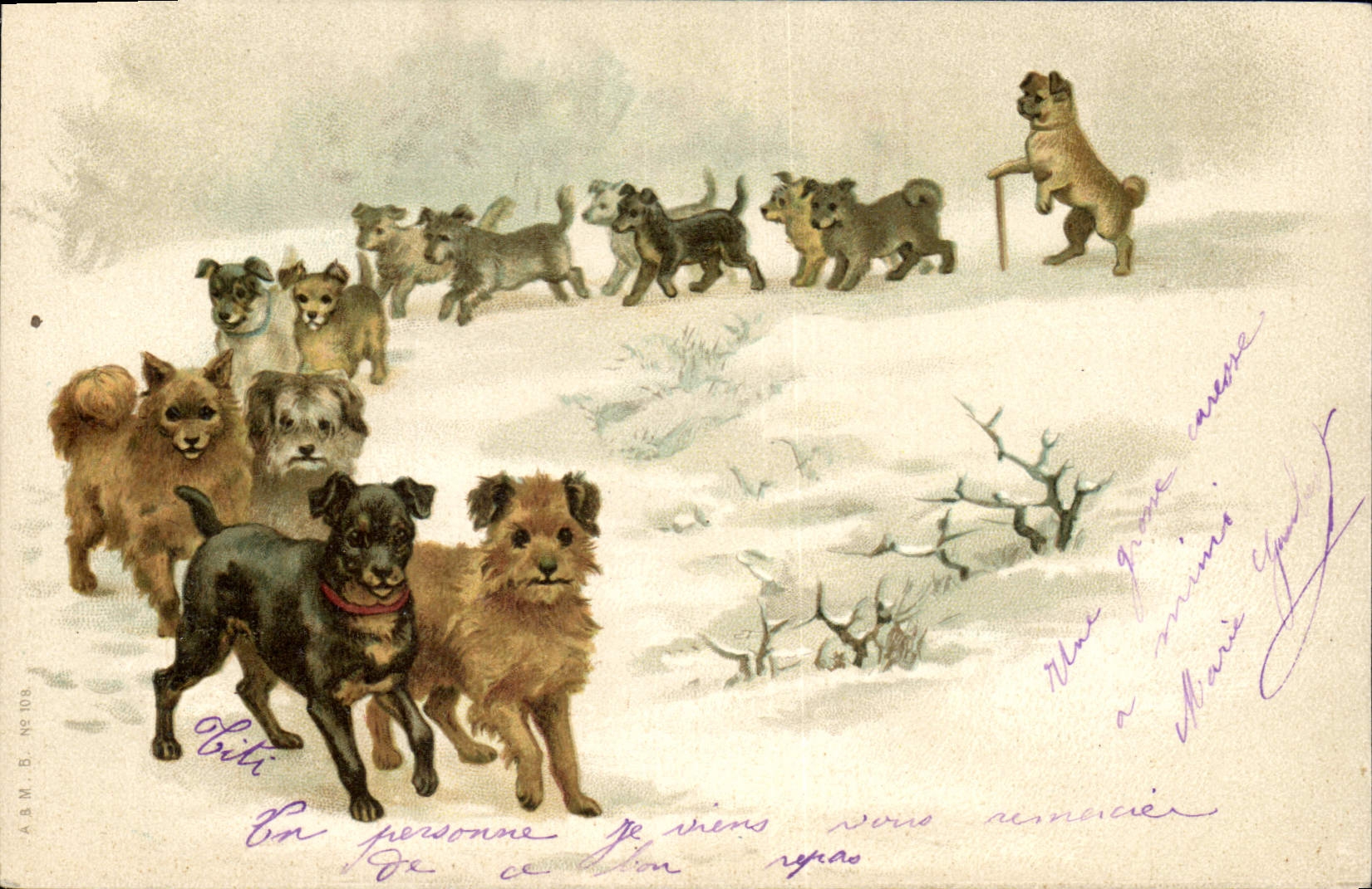 Chiens dans la neige — A.B.M. B. N° 108